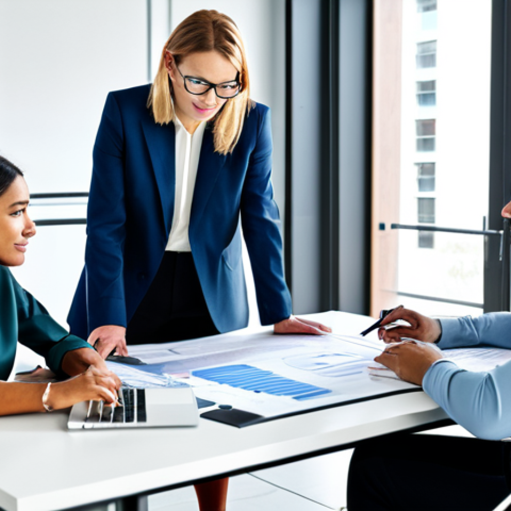 **
"A diverse group of professionals collaborating around a table, reviewing data charts and discussing ethical implications of AI algorithms, fully clothed, appropriate attire, modern office setting, safe for work, perfect anatomy, natural proportions, professional, family-friendly, high quality."
**