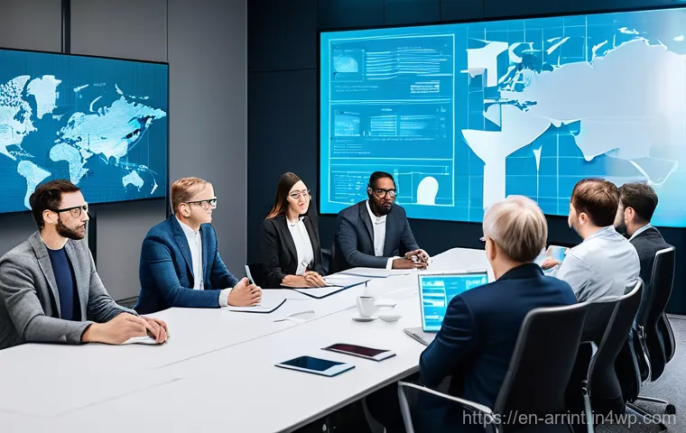 AI 윤리 가이드라인의 국제적 동향 - **Prompt 1: Global AI Ethics Dialogue**
    "A diverse group of professionals from various backgroun...