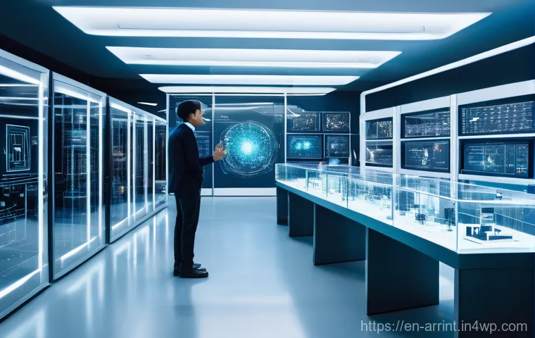AI 윤리를 위한 투명한 대화의 중요성 - **Prompt:** "A brightly lit, futuristic laboratory setting. In the center, a complex AI system is re...