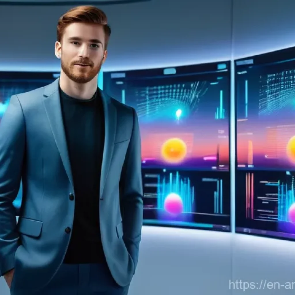 AI 윤리와 정보 공유의 중요성 - **Prompt:** A vibrant, futuristic depiction of a young adult, approximately 20 years old, wearing st...