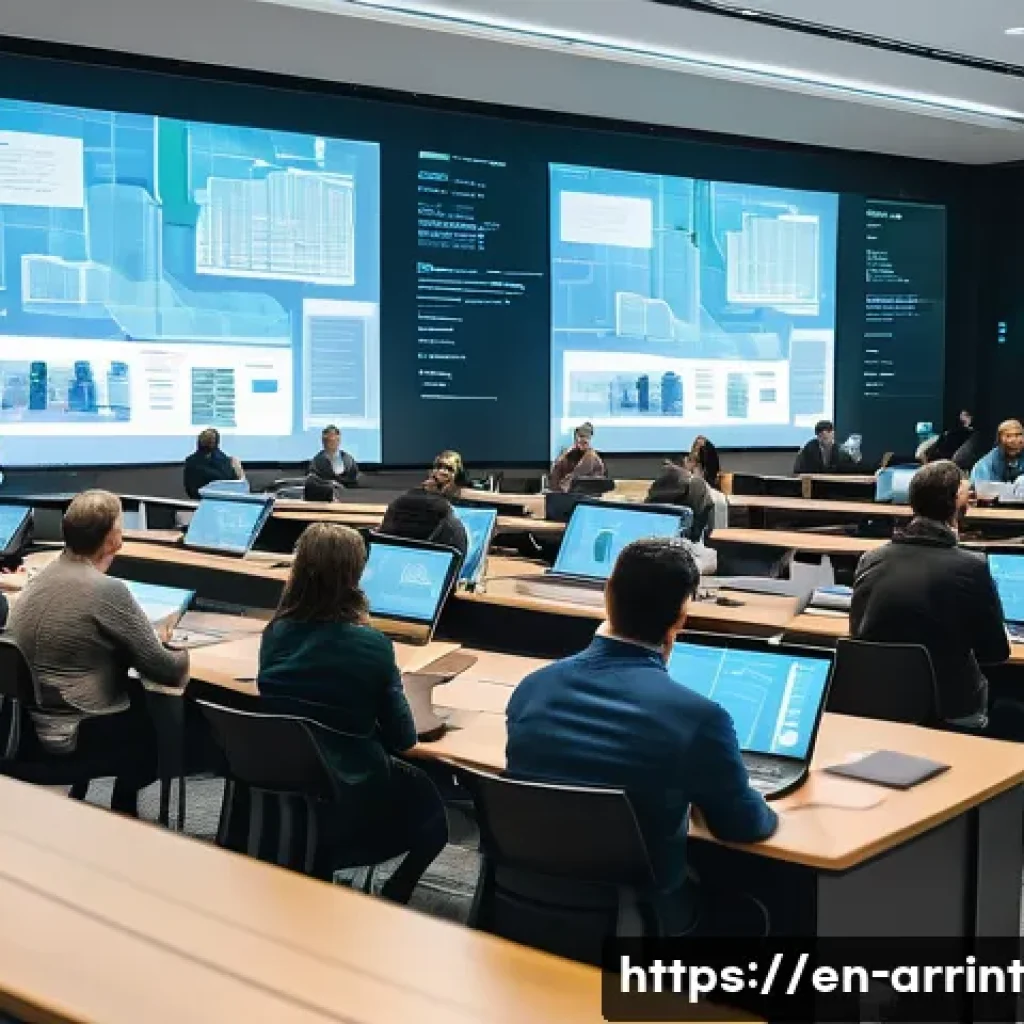 AI 윤리와 디지털 민주주의의 상관관계 - A modern city hall meeting room filled with diverse citizens actively engaging in a digital democrac...