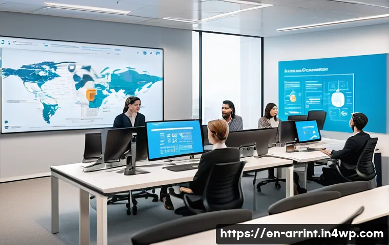 AI 윤리와 공공의 이익 간의 균형 - A modern, bright office setting where a diverse team of AI developers, ethicists, and communicators ...