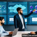 Home 19 AI 윤리와 기술 혁신의 조화 - A diverse team of AI developers and ethicists collaborating in a modern tech office, surrounded by l...